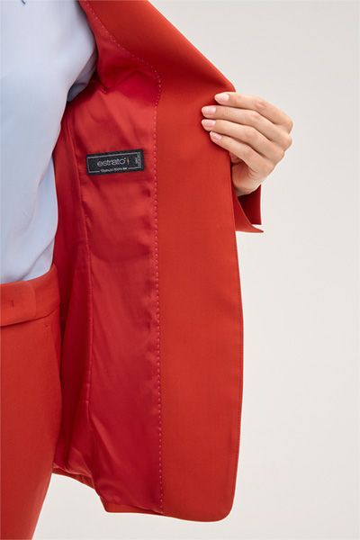 Estrato Schurwoll-Twill-Blazer in Rot, einreihiger Knopfverschluss