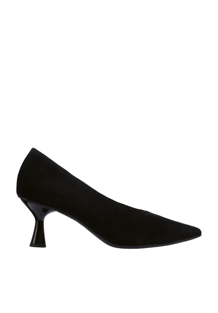 Elegante, spitze Pumps aus schwarzem Wildleder