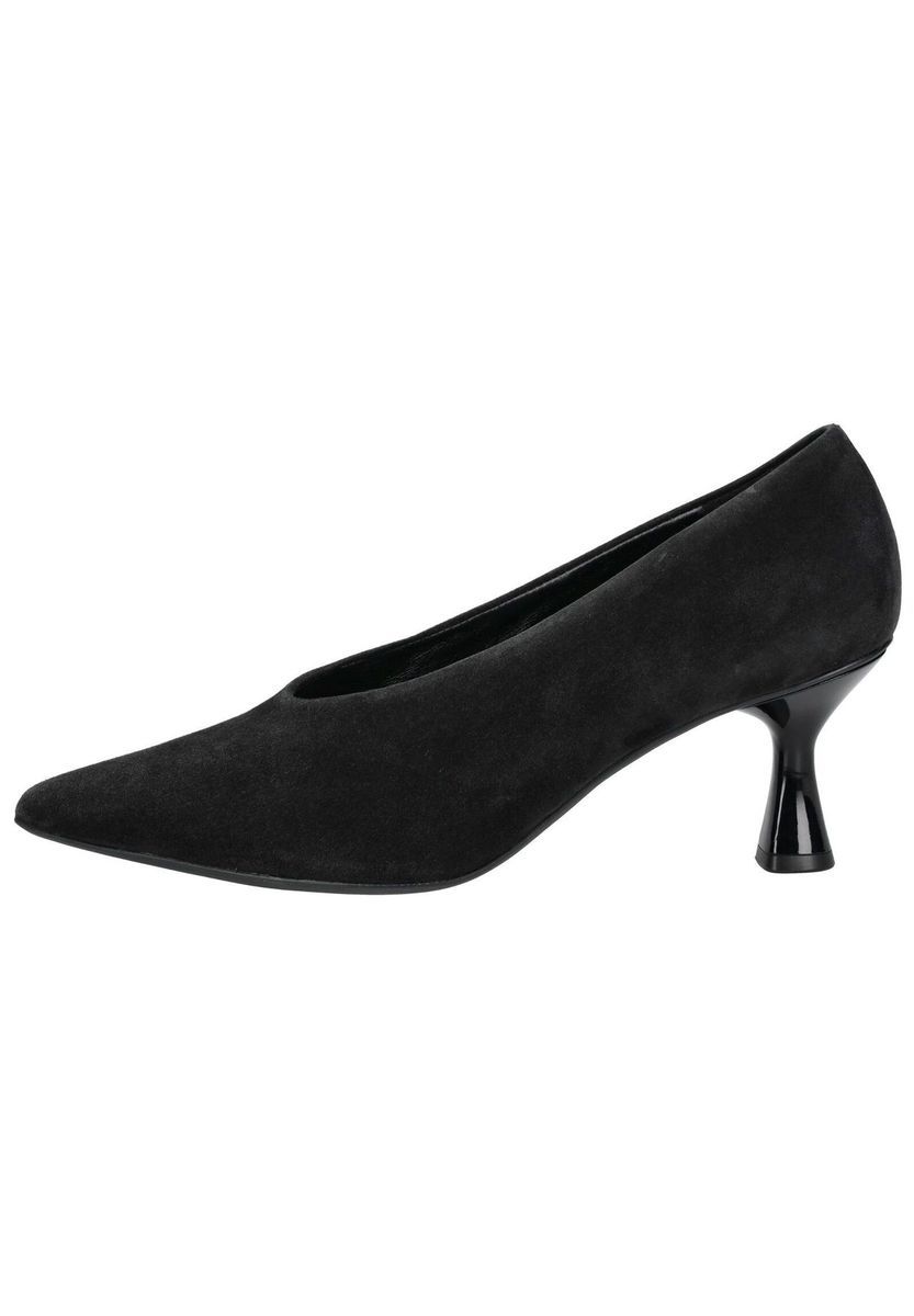 Elegante, spitze Pumps aus schwarzem Wildleder