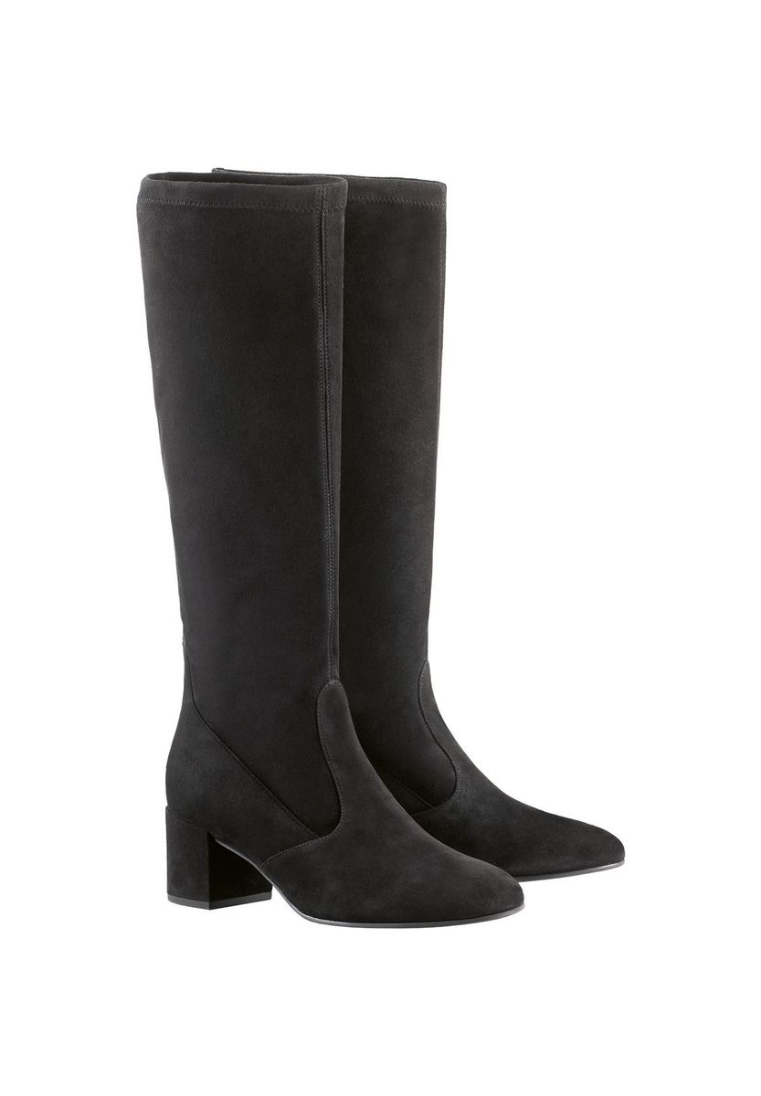 Elegante schwarze Wildleder-Kniehohe Stiefel