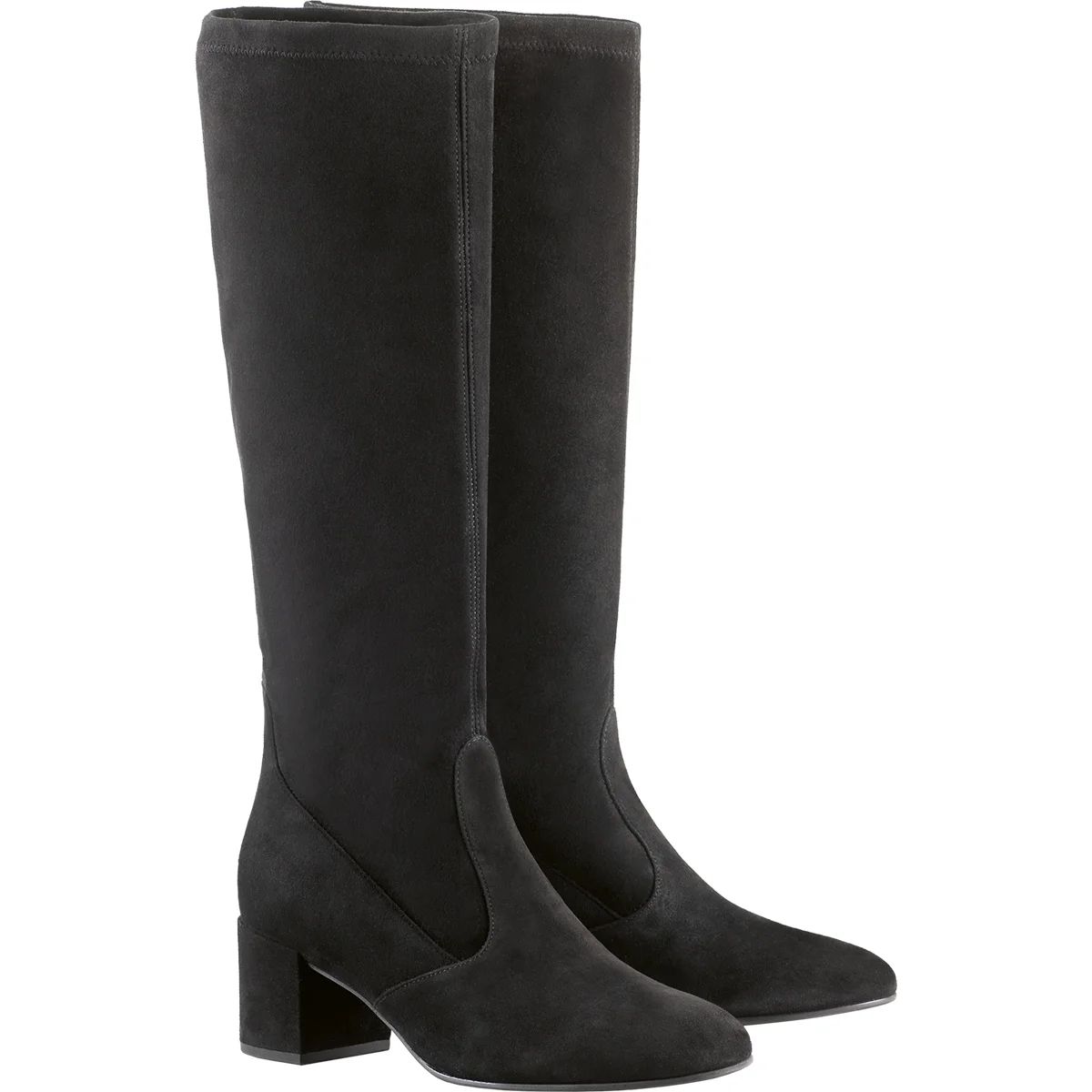 Elegante schwarze Wildleder-Kniehohe Stiefel