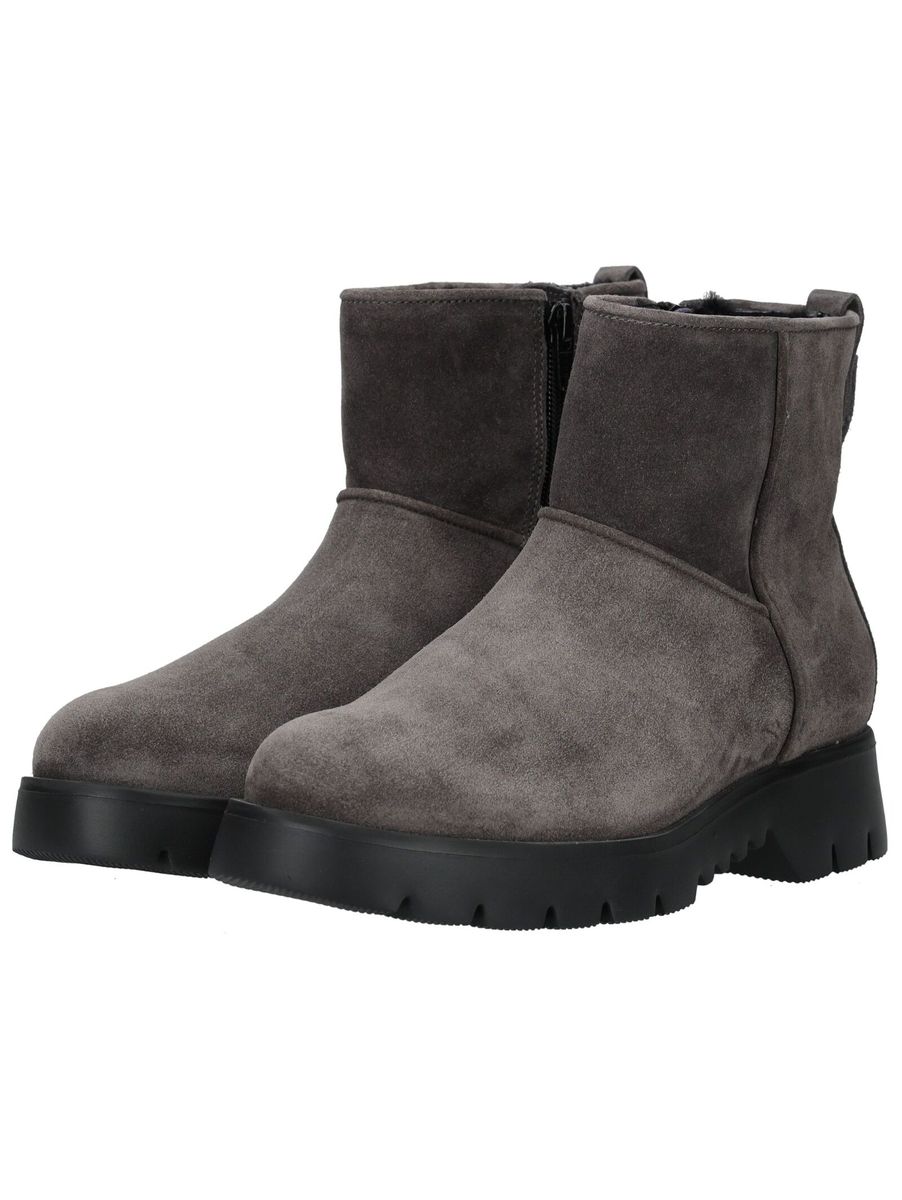 Graue Wildleder Stiefelette mit Profilsohle