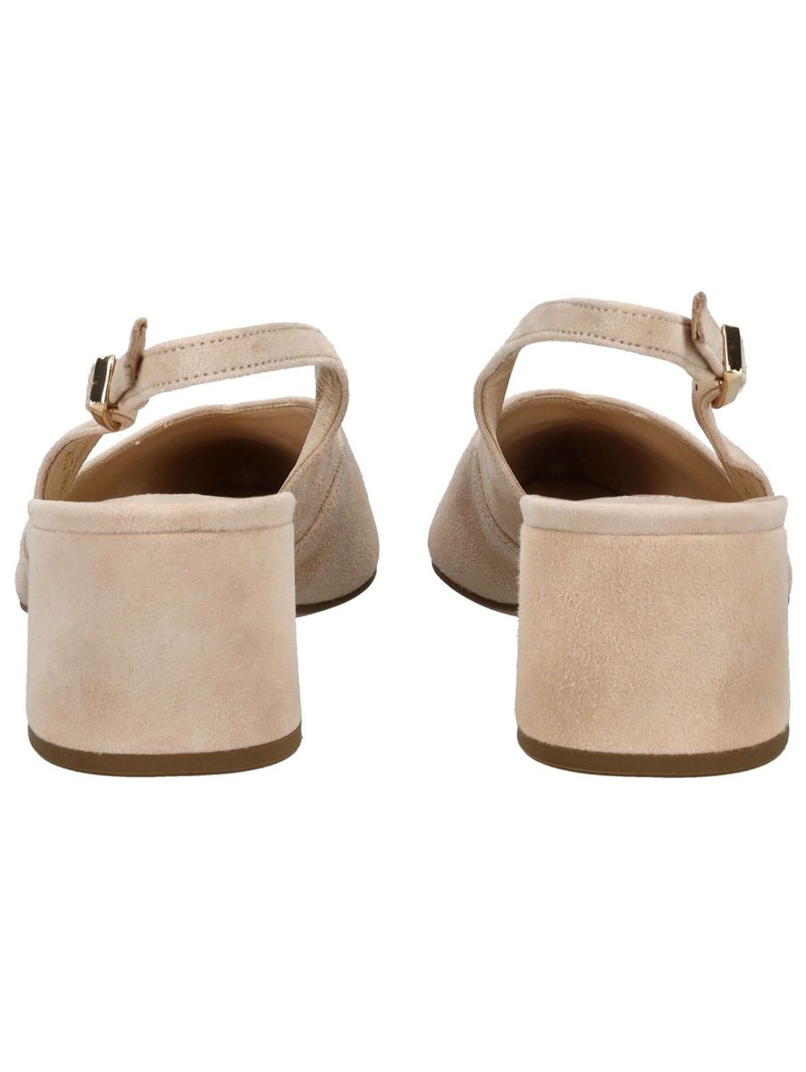 Beige Wildleder Slingback Blockabsatz Pumps