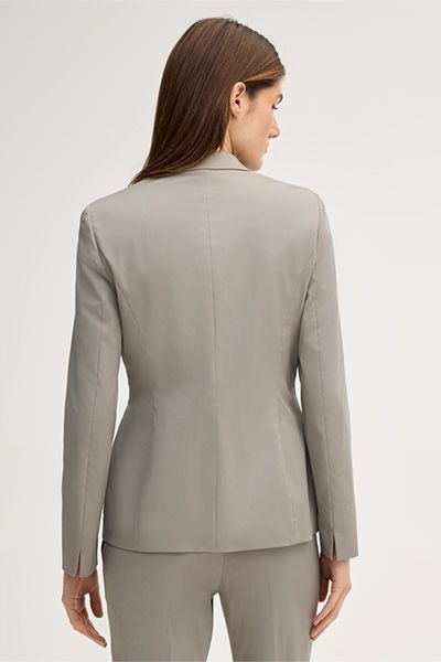 Baumwollstretch-Blazer in Greige mit Zwei-Knopf-Verschluss
