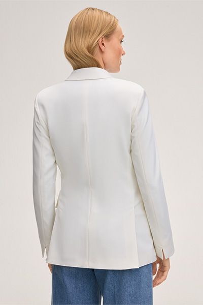 Bottega Brunelleschi Doppelreihiger Schurwoll-Stretch-Blazer in Ecru