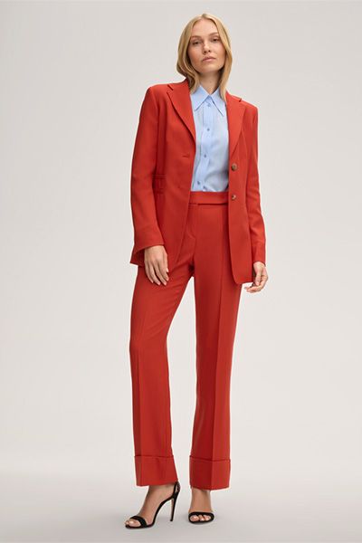 Lyocell-Bluse in Hellblau mit klassischem Kragen und Manschetten