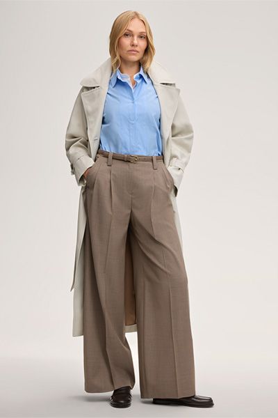 Popeline-Baumwoll-Hemdbluse in Hellblau mit Manschetten