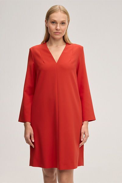 A-Linien-Shiftkleid in Rot Stretch-Crêpe Tech-Viskose