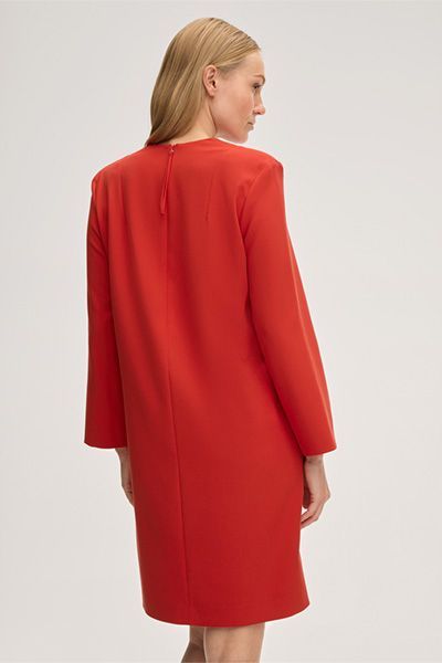 A-Linien-Shiftkleid in Rot Stretch-Crêpe Tech-Viskose