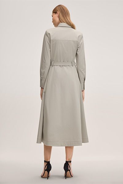 Drykorn Double-Baumwollstretch-Trench-Kleid in Midi-Länge in Greige