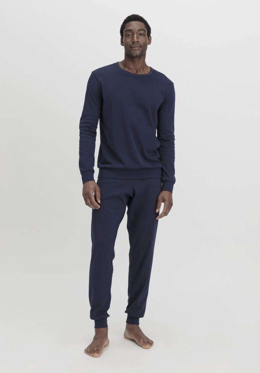 hessnatur Herren Pyjama PURE NATURE aus Bio-Baumwolle - blau - Größe 46