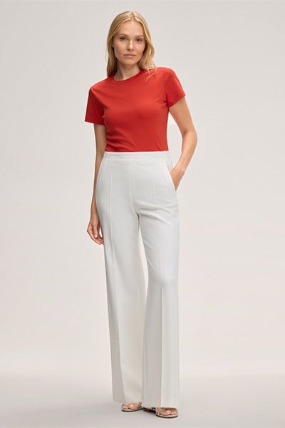 Baumwoll-Interlock T-Shirt in Rot mit Rundhalsausschnitt