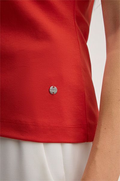 Baumwoll-Interlock T-Shirt in Rot mit Rundhalsausschnitt