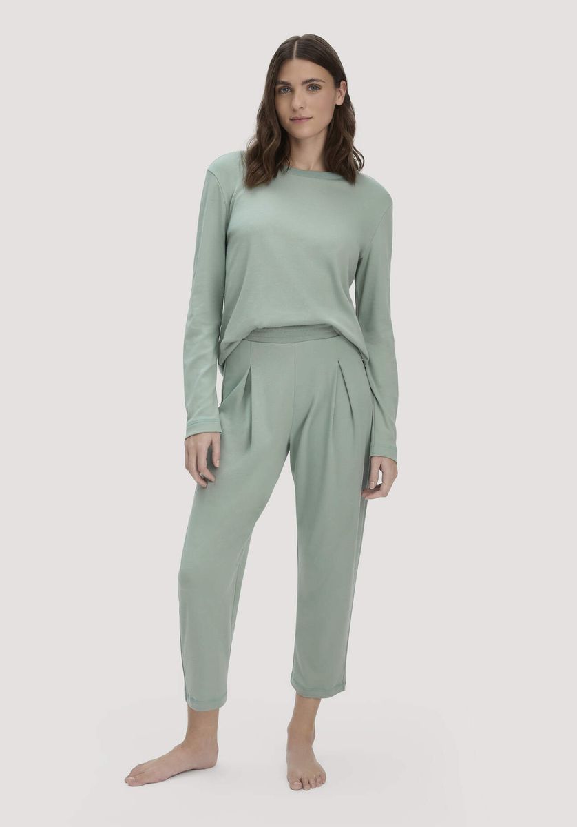 hessnatur Damen Pyjama PURE COTTON aus Bio-Baumwolle - grün - Größe 34