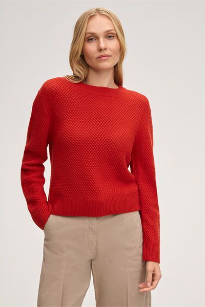 Cashmere-Pullover Rot Rundhalsausschnitt Klassischer Strickpullover