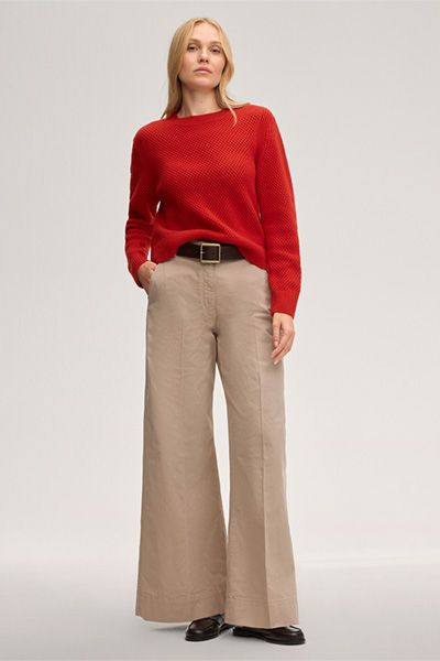 Cashmere-Pullover Rot Rundhalsausschnitt Klassischer Strickpullover