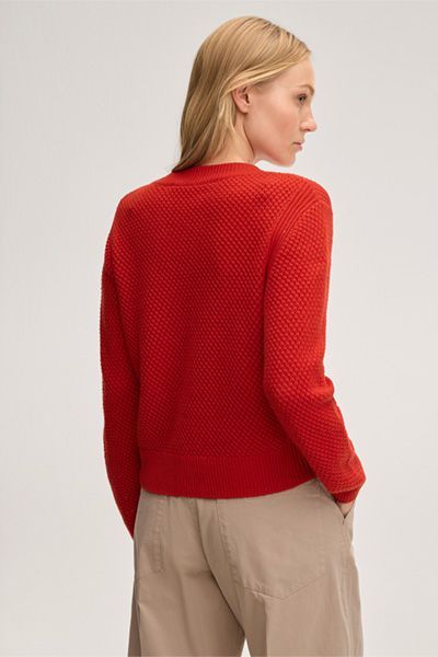 Cashmere-Pullover Rot Rundhalsausschnitt Klassischer Strickpullover