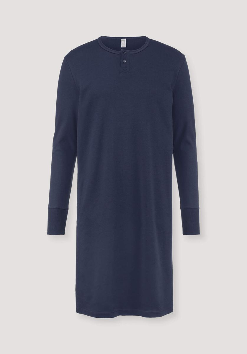 hessnatur Herren Nachthemd PURE NATURE aus Bio-Baumwolle - blau - Größe 46