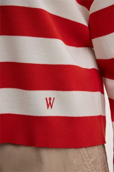 Weekend Original Merino Woll Rot und Weiß Gestreiftes Poloshirt