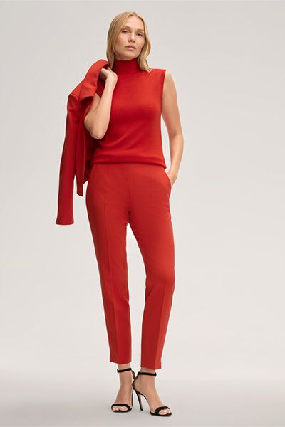 Schueller de Waal Woll-Seide Mix Rotes Ärmelloses Rollkragentop