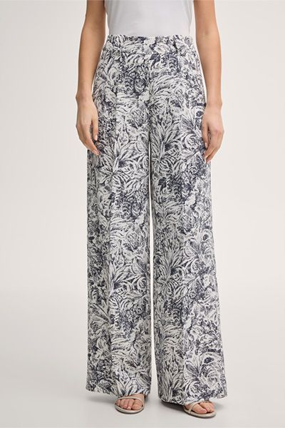 Marc Cain Lyocell Print Marlene Hose Navy Ecru Floral