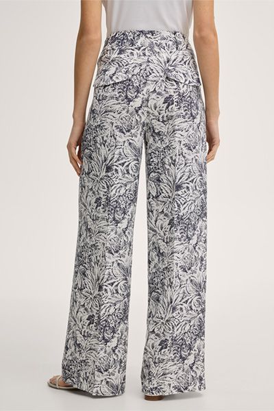 Marc Cain Lyocell Print Marlene Hose Navy Ecru Floral