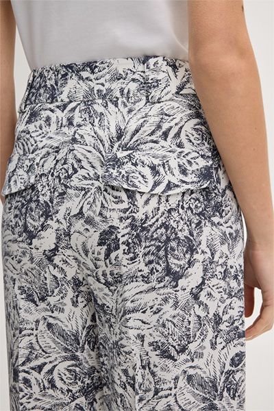 Marc Cain Lyocell Print Marlene Hose Navy Ecru Floral