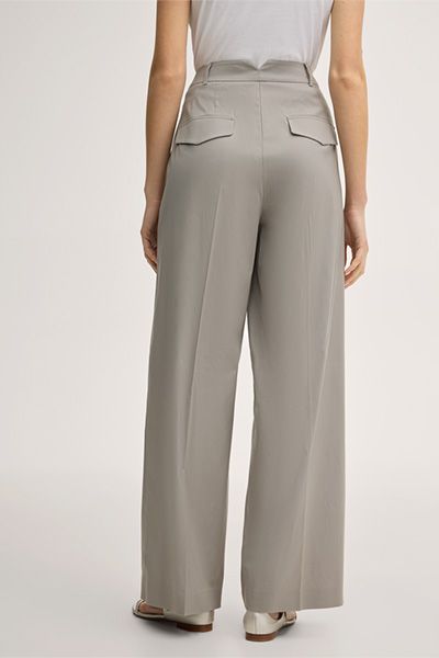 Marlene-Hose aus Baumwollmischung mit weitem Bein in Greige