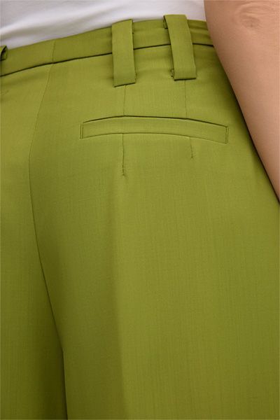 Marc Cain Woll-Palazzo-Hose in Grün mit weitem Bein und Falten