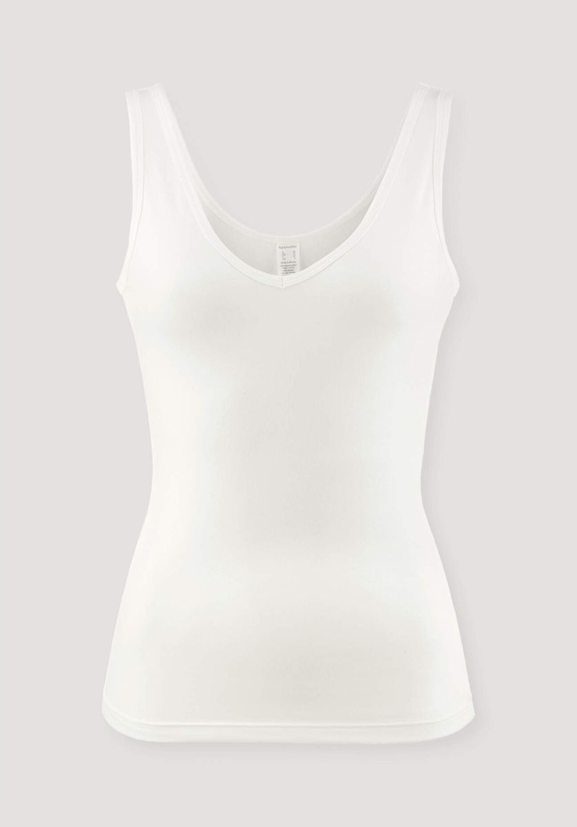 hessnatur Damen V-Neck Tanktop PURE BALANCE aus Bio-Baumwolle und TENCEL™ Modal - weiß - Größe 34