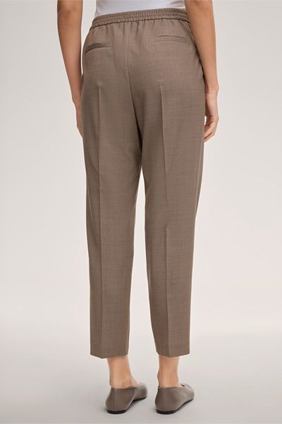 Marc Cain Taupe Wollhose im Jogger-Stil mit Bundfalten und Manschetten