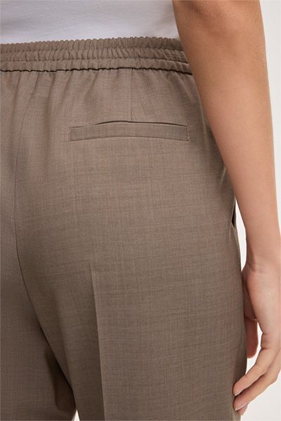 Marc Cain Taupe Wollhose im Jogger-Stil mit Bundfalten und Manschetten