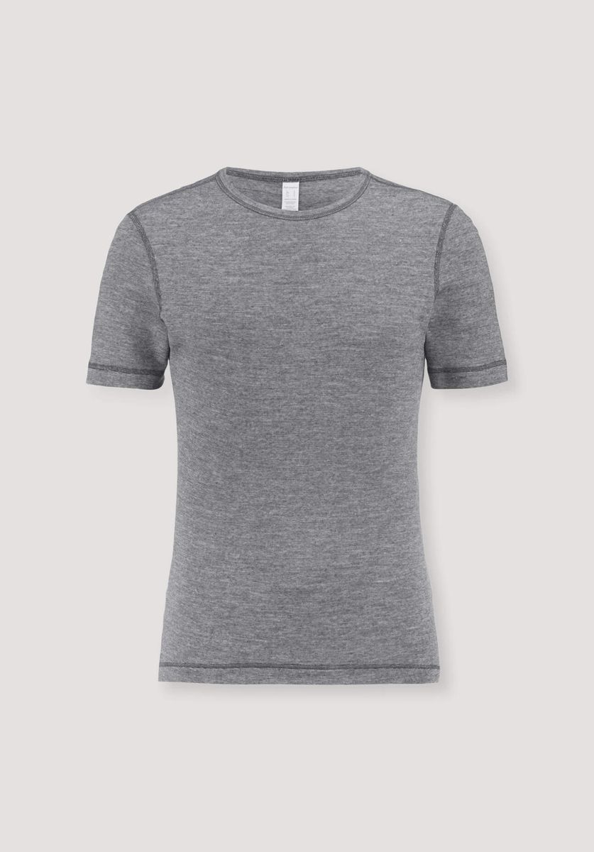 hessnatur Herren T-Shirt PURE FUNCTION mit Bio-Merinowolle und Seide - grau - Größe 4 = S