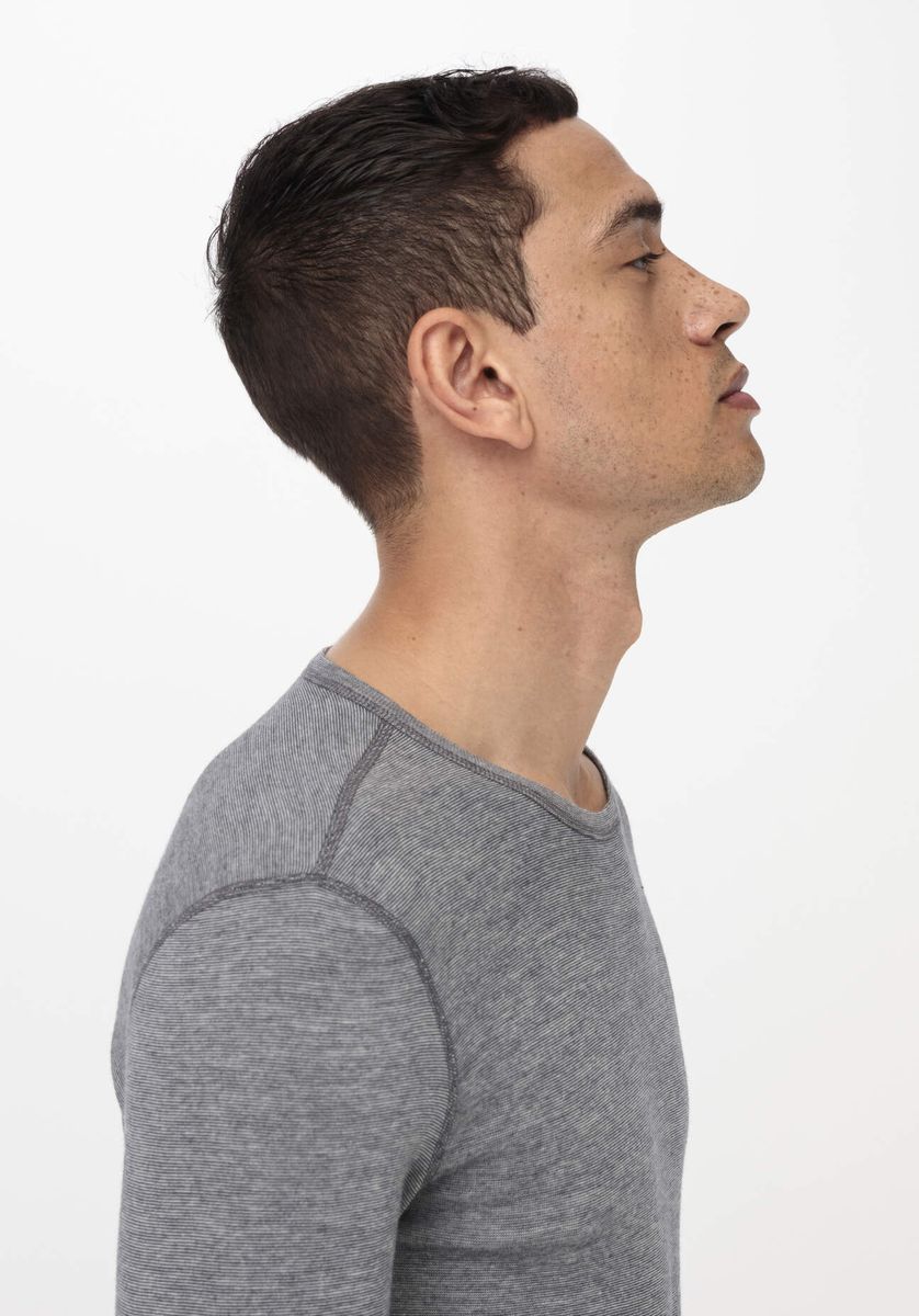 hessnatur Herren Longsleeve PURE FUNCTION mit Bio-Merinowolle und Seide - grau - Größe 4 = S