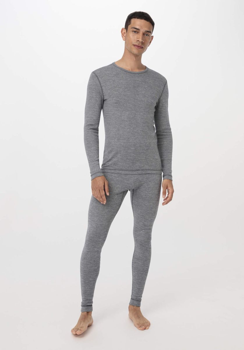 hessnatur Herren Longsleeve PURE FUNCTION mit Bio-Merinowolle und Seide - grau - Größe 4 = S