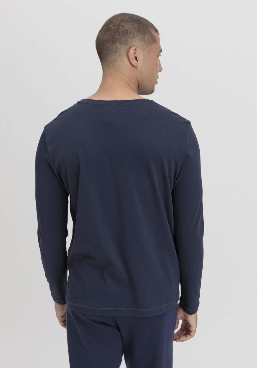 hessnatur Herren Longsleeve PURE NATURE aus Bio-Baumwolle - blau - Größe 46