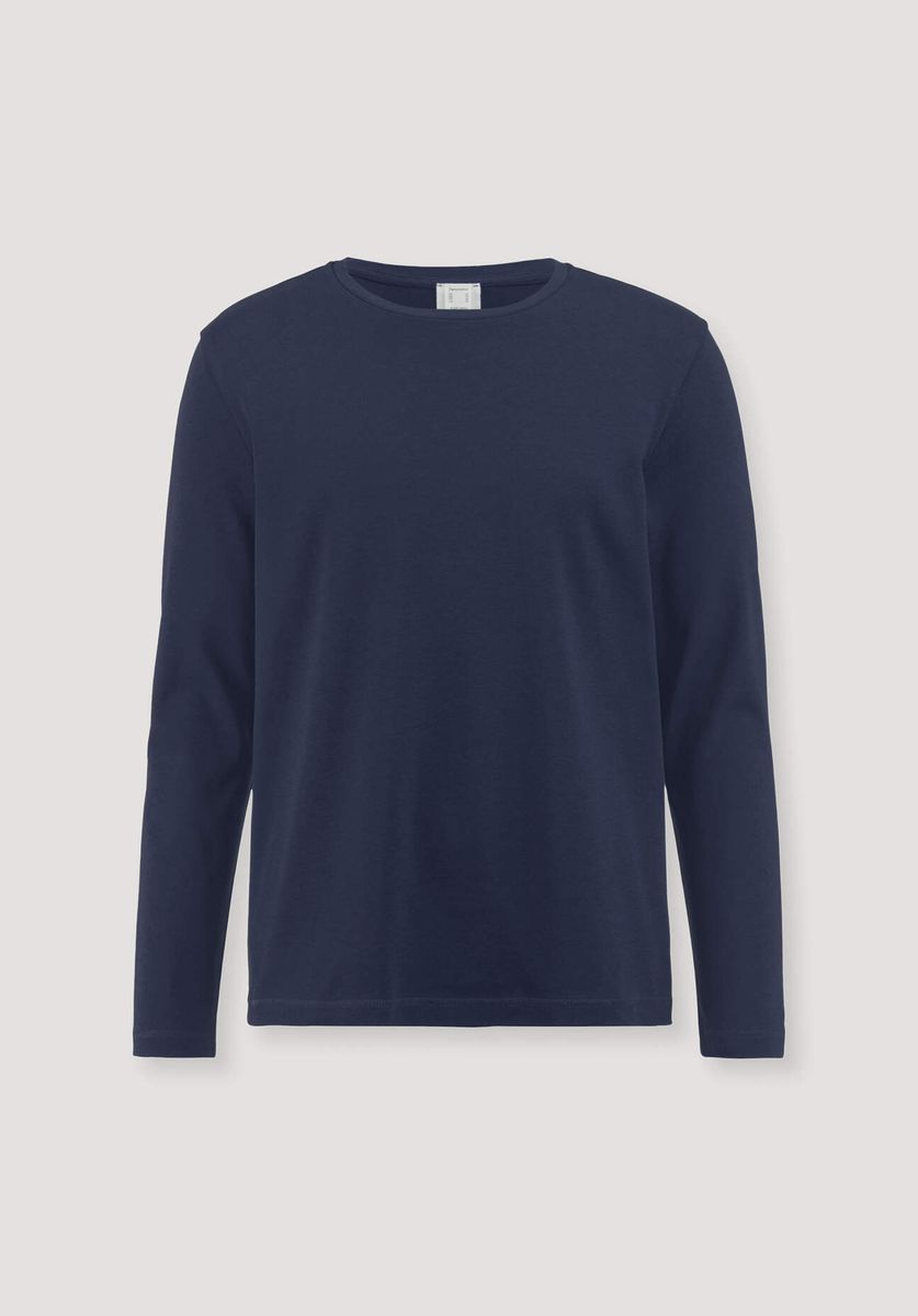 hessnatur Herren Longsleeve PURE NATURE aus Bio-Baumwolle - blau - Größe 46
