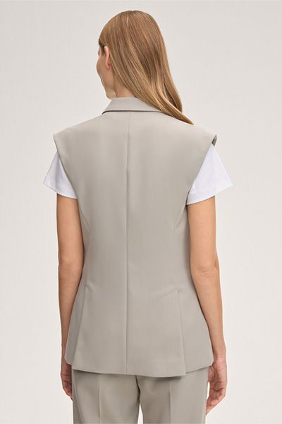 CINQUE Ärmellose Doppelreihige Blazerweste aus Greige Crêpe