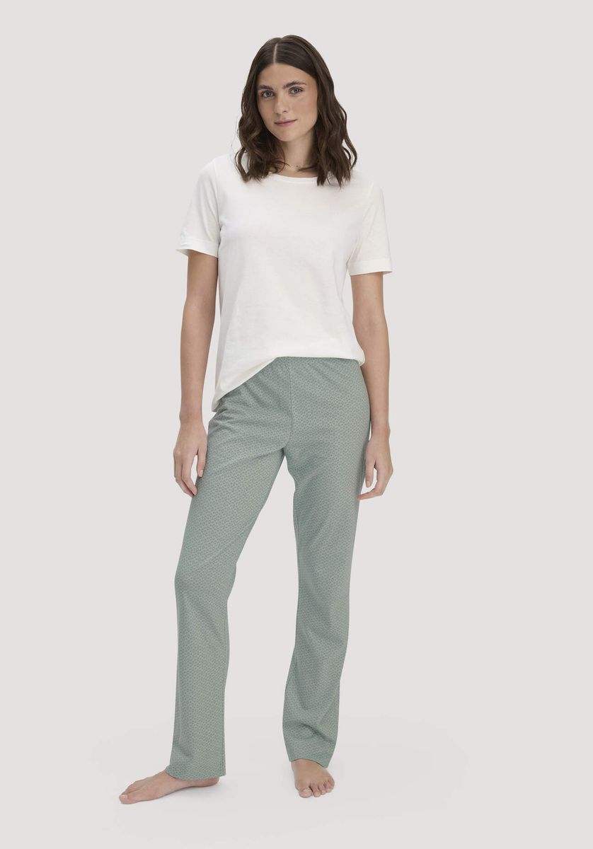hessnatur Damen Schlafhose PURE COTTON aus Bio-Baumwolle - grün - Größe 34