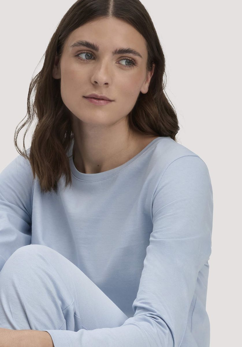 hessnatur Damen Schlafhose PURE COTTON aus Bio-Baumwolle - blau - Größe 34