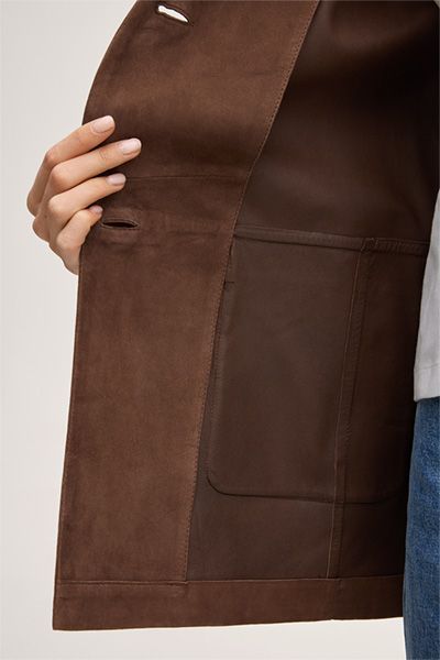 Marc Cain Lammveloursleder Blazer Braun Klassische Passform