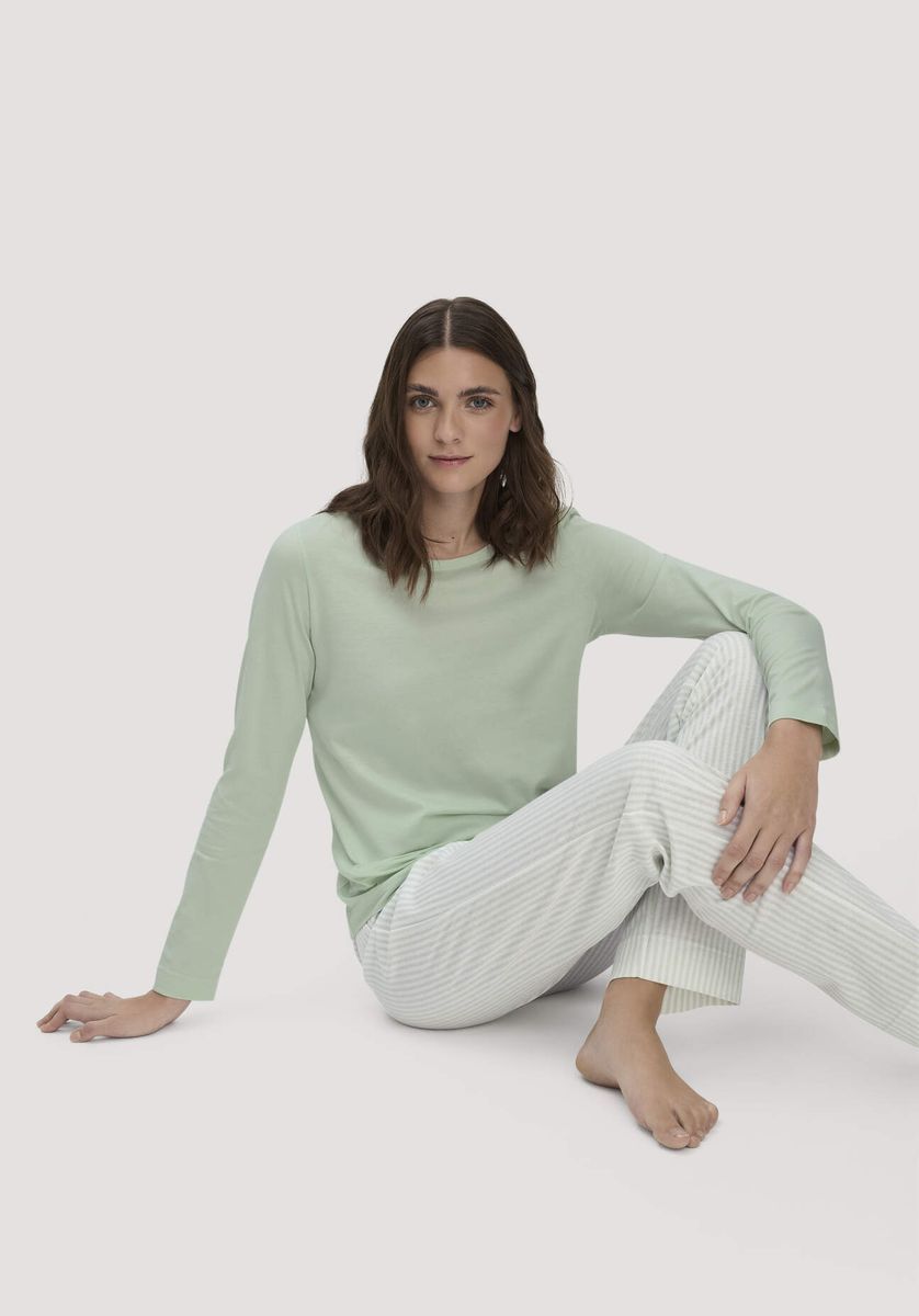 hessnatur Damen Schlaf Shirt PURE COTTON aus Bio-Baumwolle - grün - Größe 34