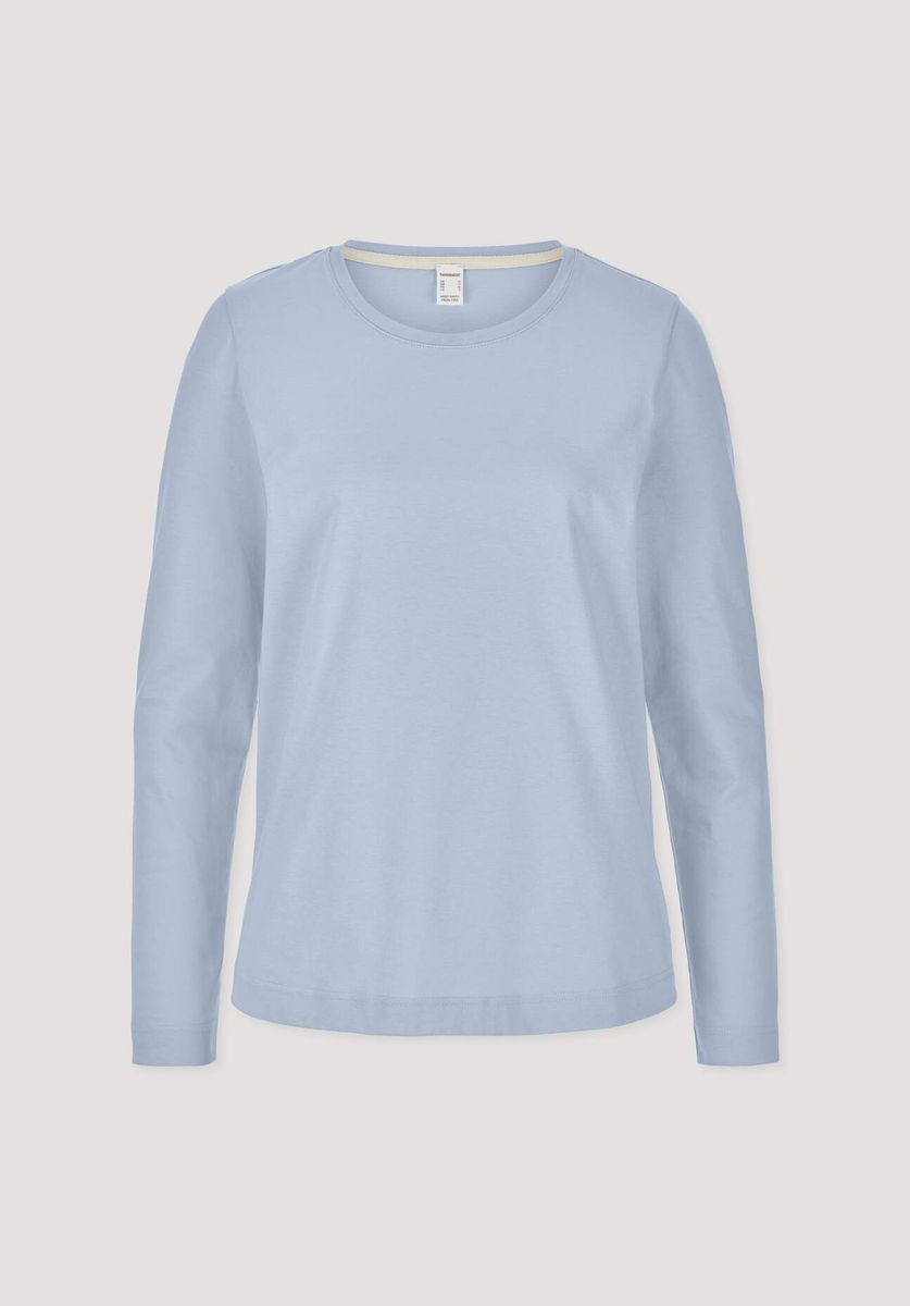 hessnatur Damen Schlaf Shirt PURE COTTON aus Bio-Baumwolle - blau - Größe 34