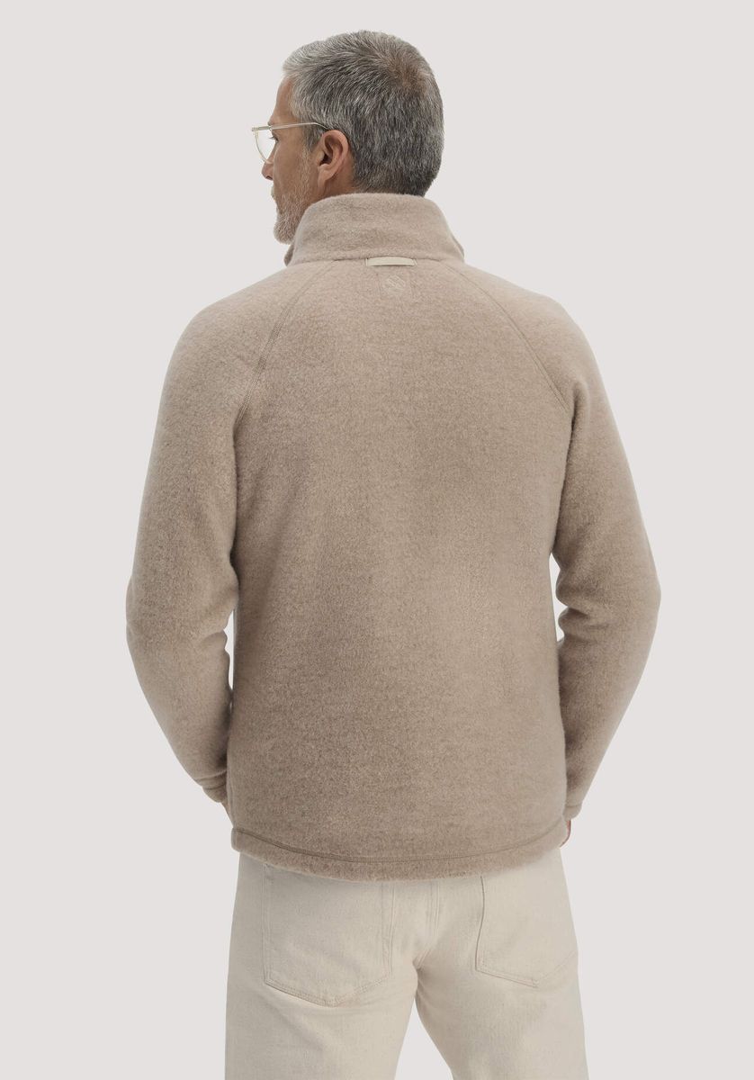 hessnatur Herren Wollfleece Jacke Regular aus Bio-Merinowolle - beige - Größe 46