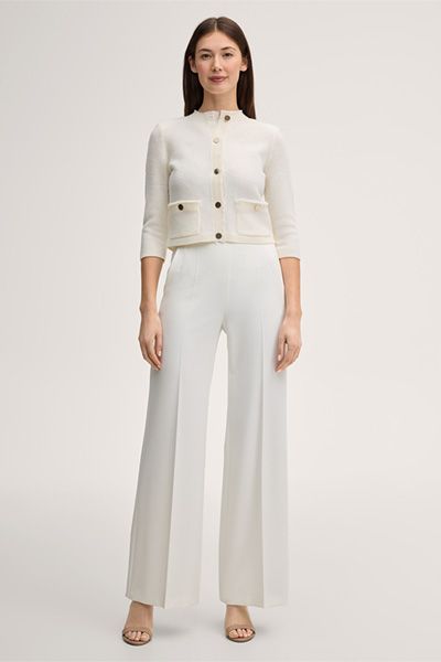 Marc Cain Merino Woll Ecru Strickjacke mit Fransen Details