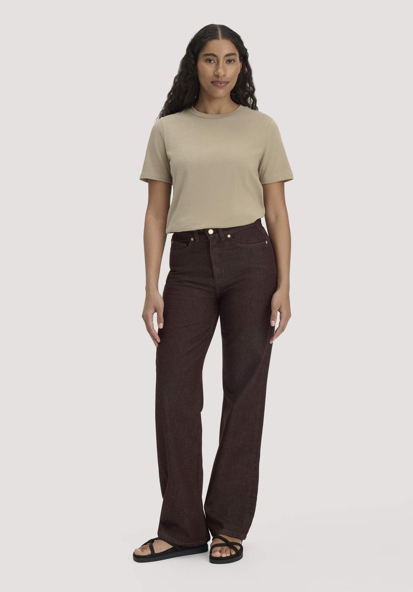 hessnatur Damen Heavy T-Shirt Relaxed aus Bio-Baumwolle - beige - Größe 34