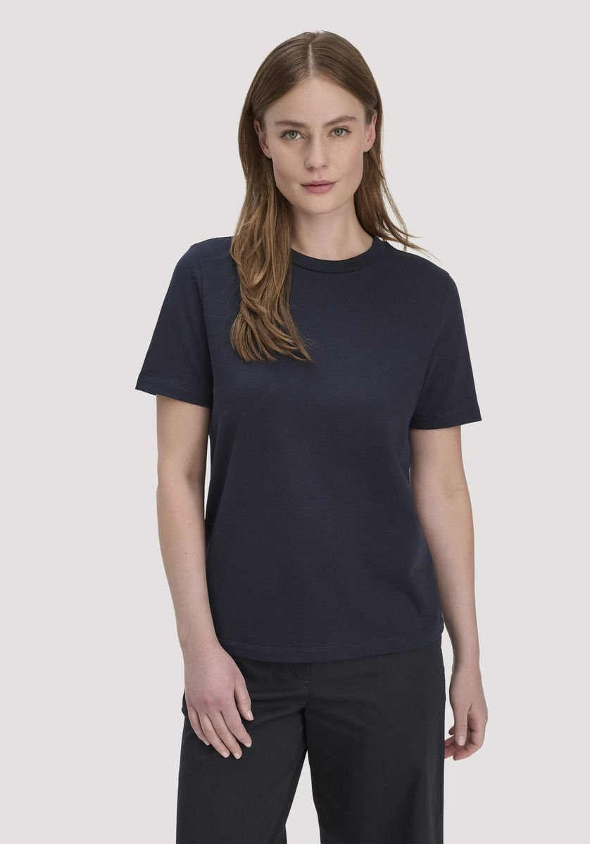hessnatur Damen Heavy T-Shirt Relaxed aus Bio-Baumwolle - blau - Größe 34