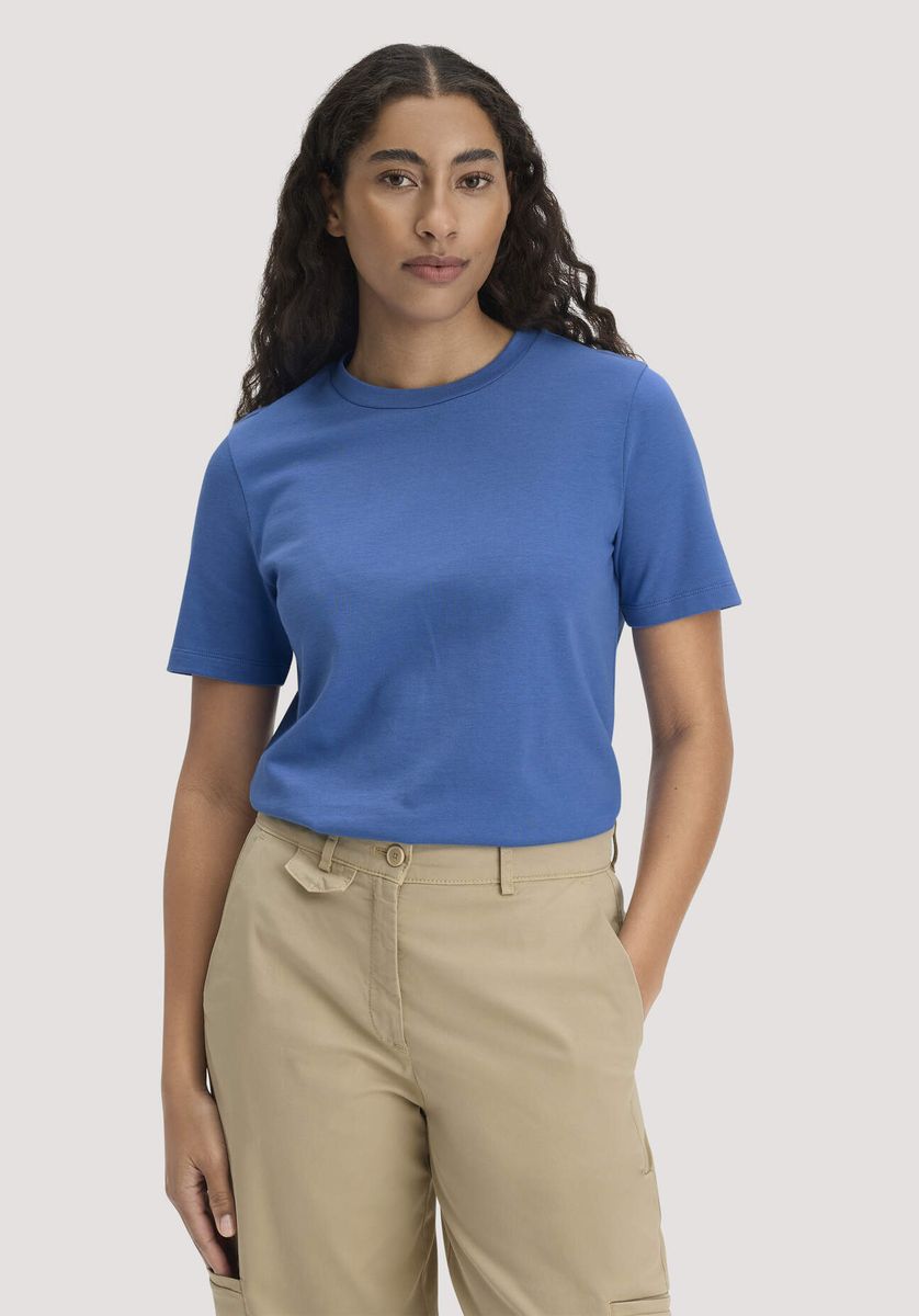 hessnatur Damen Heavy T-Shirt Relaxed aus Bio-Baumwolle - blau - Größe 34