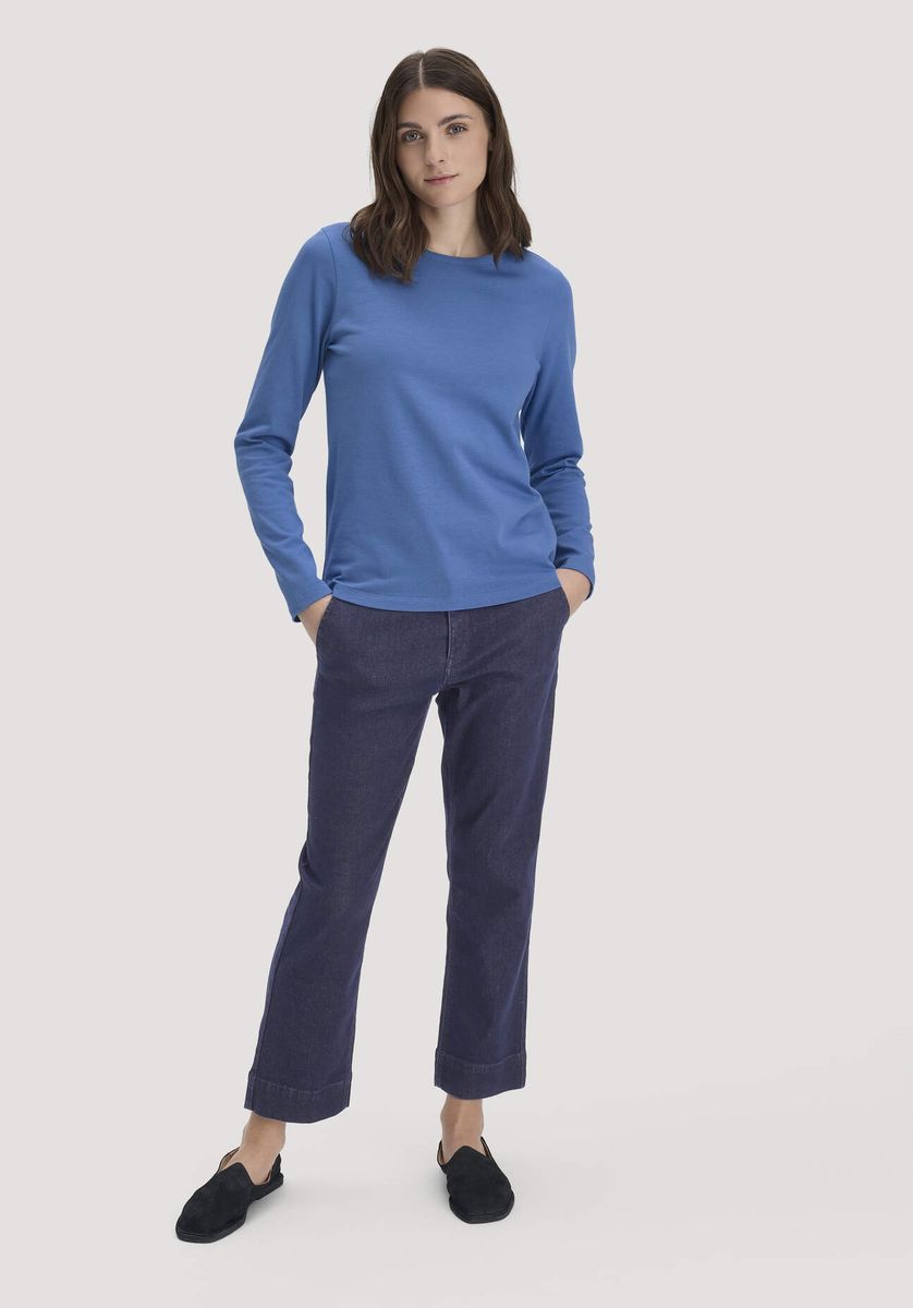hessnatur Damen Heavy Shirt Relaxed aus Bio-Baumwolle - blau - Größe 34