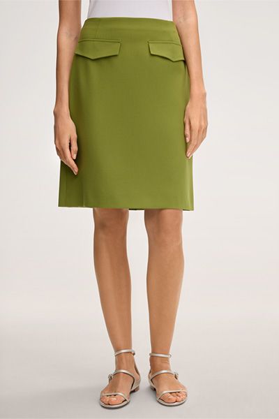 Someday Crêpe A-Linien-Rock in Grün mit Taschendetail
